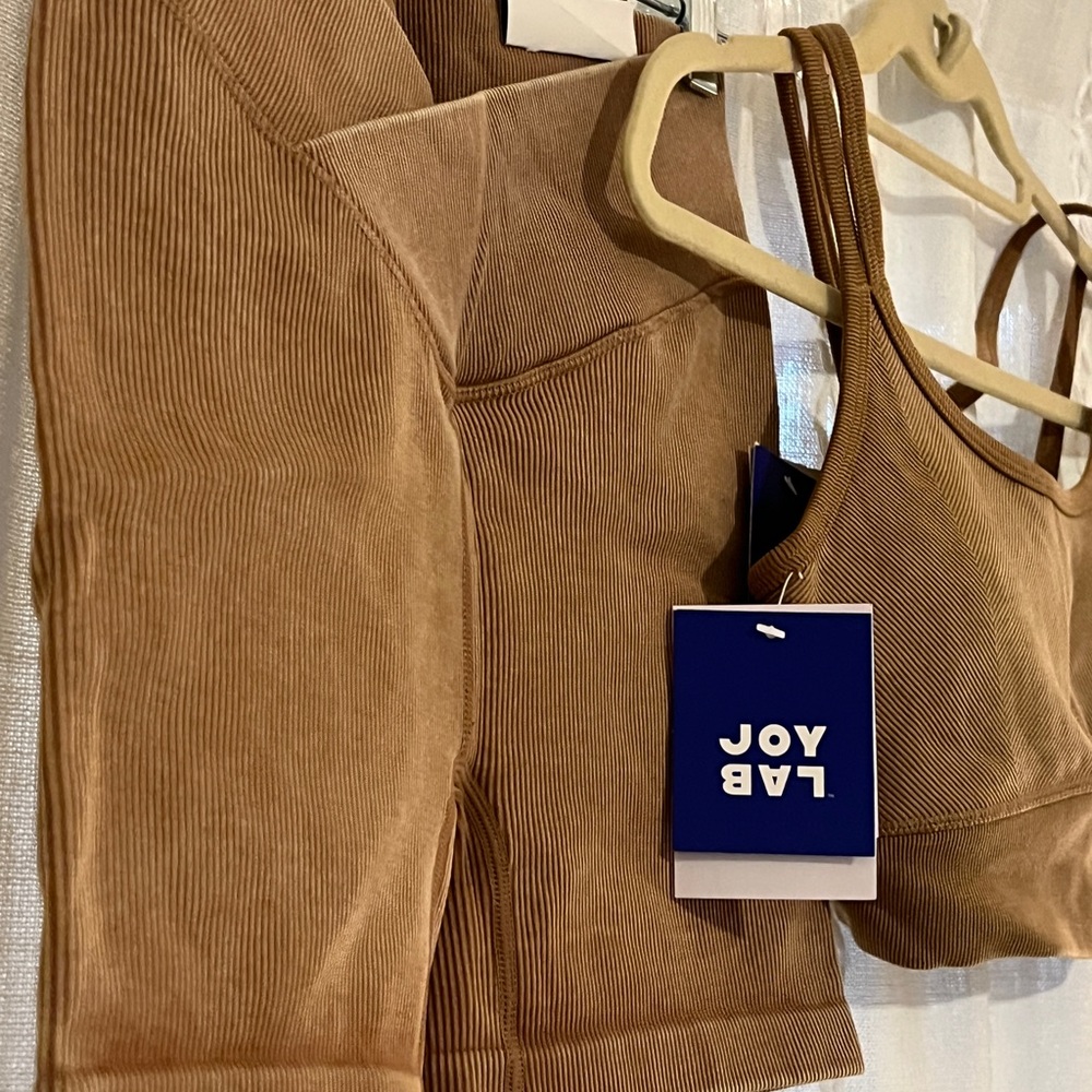 NWT JoyLab Tan Ribbed Activewear Set - Picture 2 of 5
